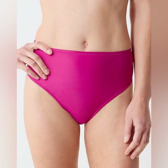 NWT J. Crew Hallie High Waisted Bikini Bottom in Magenta Orchid Pink Size Small. - Picture 3 of 14